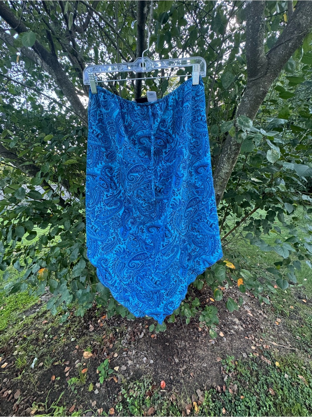 Xhilaration Blue Paisley Asymmetrical Handkerchief Hem Skirt